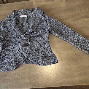 Willow Open Knit Crochet Cardigan Sweater Gray Blue — Boho Style.  Size S